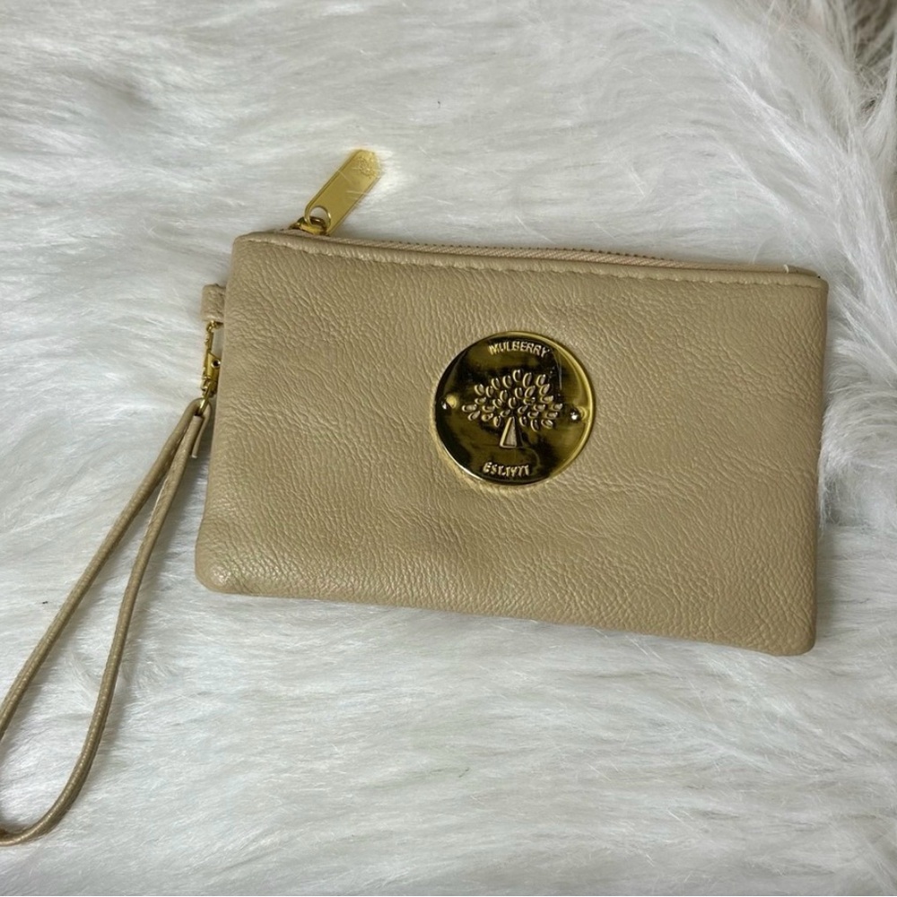 Mulberry Tan Wristlet Clutch